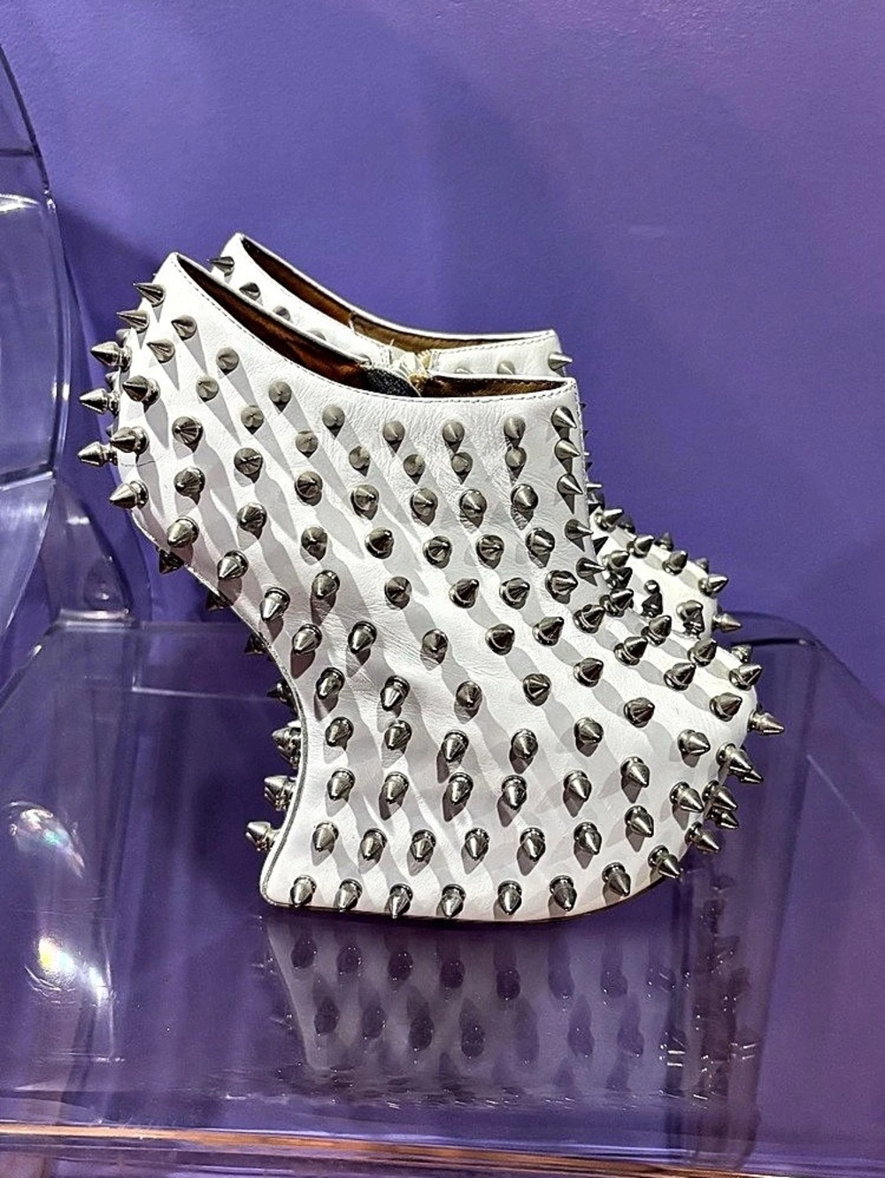 Jeffrey Campbell White Spike Embellished Wedge Heels